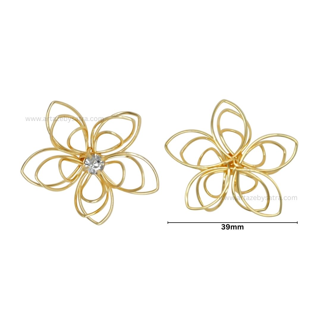 Stone Flower Metal Art | Size : 39mm | Qty : 10pcs | MA373