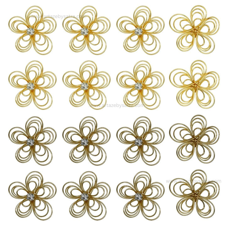 Stone Flower Metal Art | Size : 38mm | Qty : 10pcs | MA23