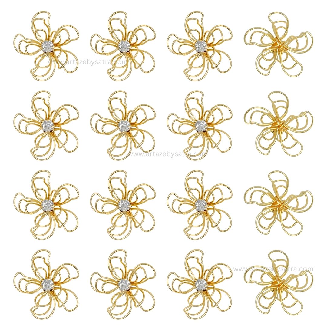 Stone Flower Metal Art | Size : 67mm | Qty : 6pcs | MA375