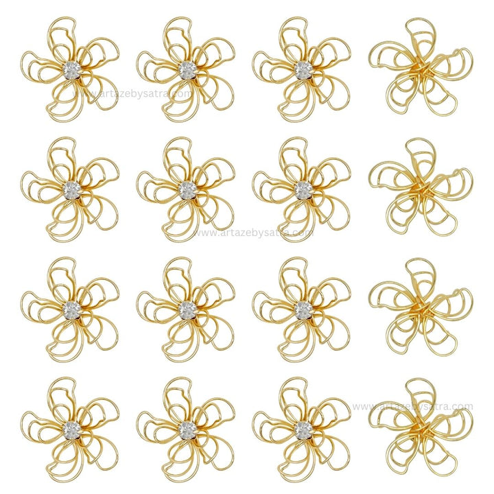 Stone Flower Metal Art | Size : 67mm | Qty : 6pcs | MA375