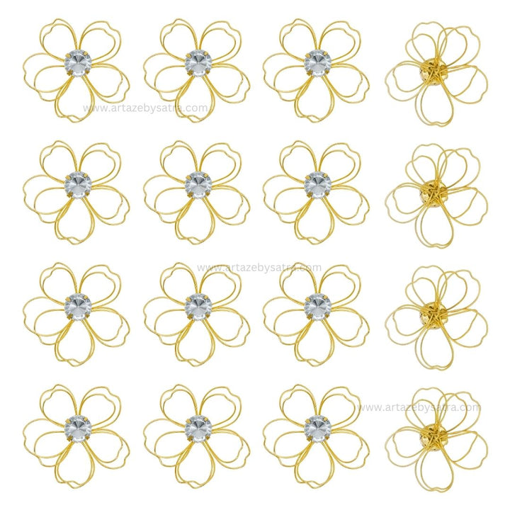 Stone Flower Metal Art | Size : 67mm | Qty : 6pcs | MA376