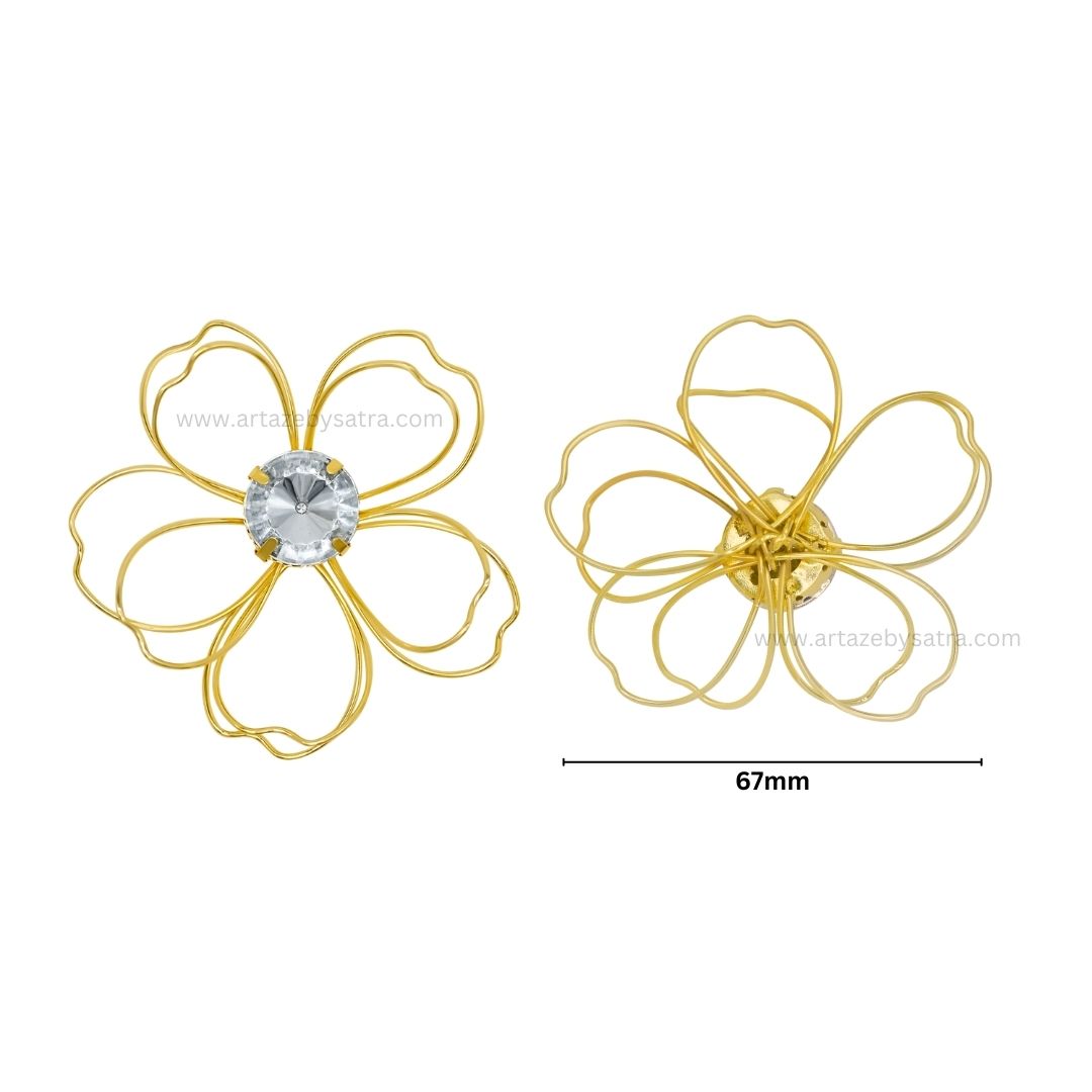 Stone Flower Metal Art | Size : 67mm | Qty : 6pcs | MA376