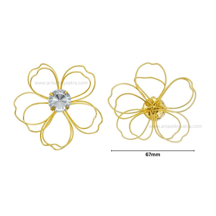Stone Flower Metal Art | Size : 67mm | Qty : 6pcs | MA376