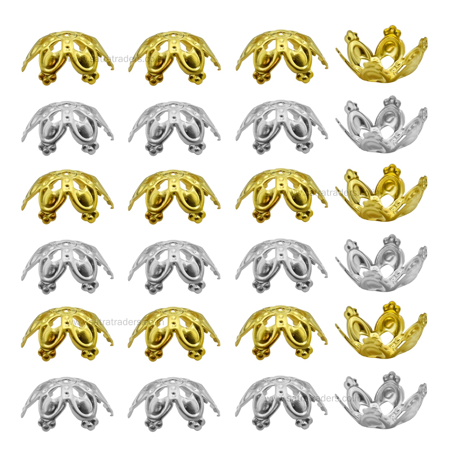 Designer Metal Beads Cap | Size : W-15mm H-7mm | Qty : 500g | MC27