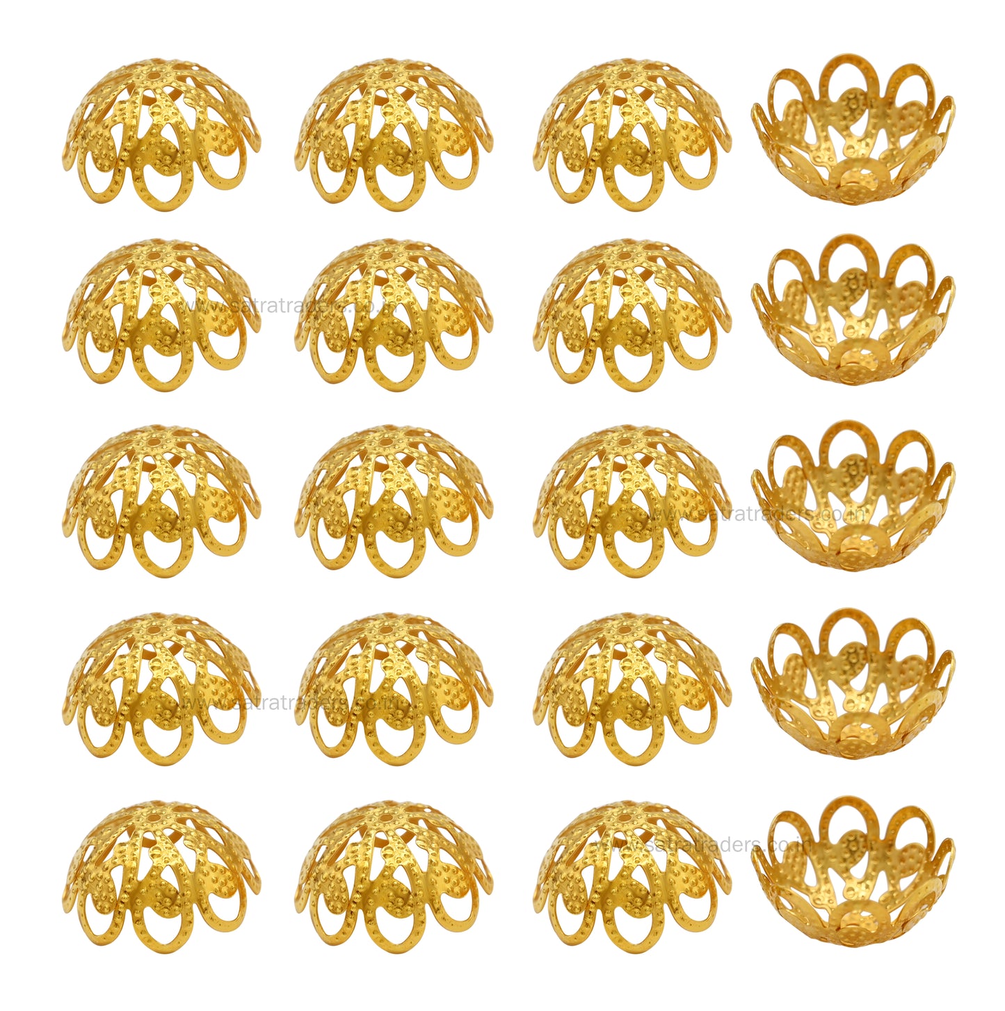 Designer Metal Beads Cap | Size : W-20mm H-12mm | Qty : 500g | MC30