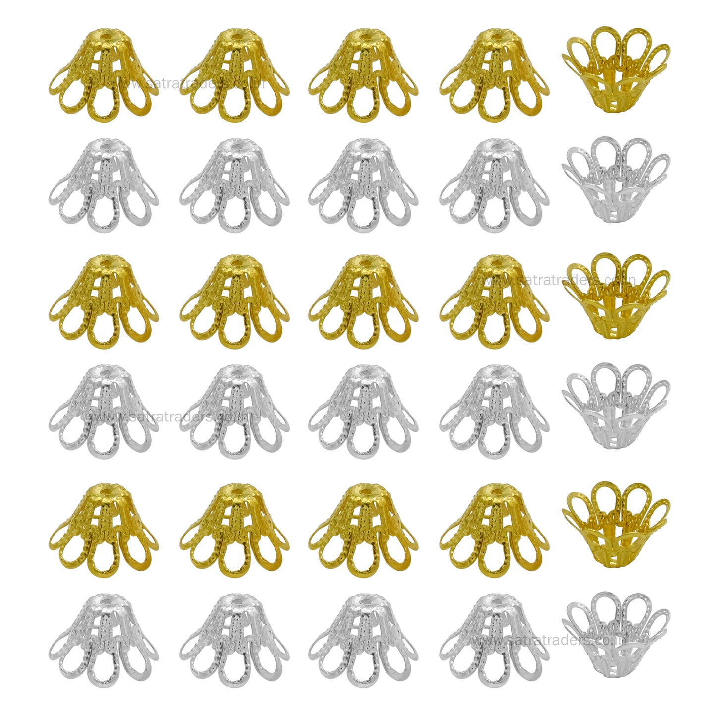 Designer Metal Beads Cap | Size : W-15mm H-9mm | Qty : 500g | MC35