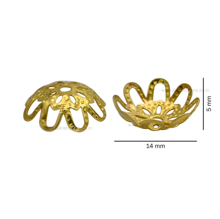 Designer Metal Beads Cap | Size : W-14mm H-5mm| Qty : 500g | MC41
