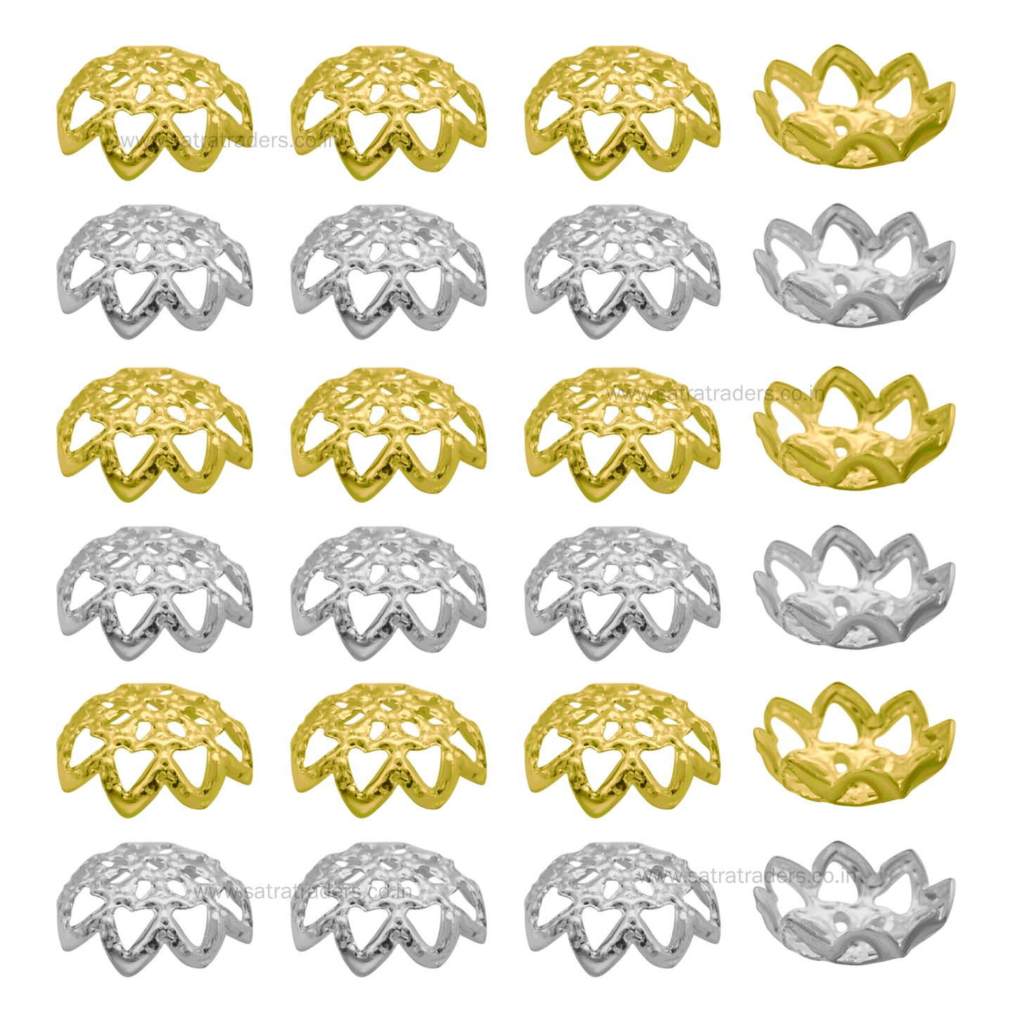 Designer Metal Beads Cap | Size : W-10mm H-4mm | Qty : 500g | MC42