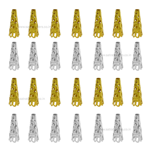 Designer Metal Beads Cap | Size : H-22mm W-9mm | Qty : 500g | MC43