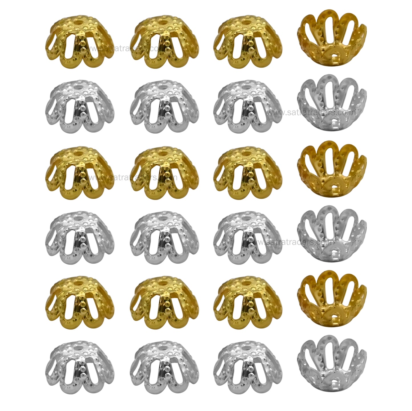 Designer Metal Beads Cap | Size : W-7mm H-4mm| Qty : 500g | MC49