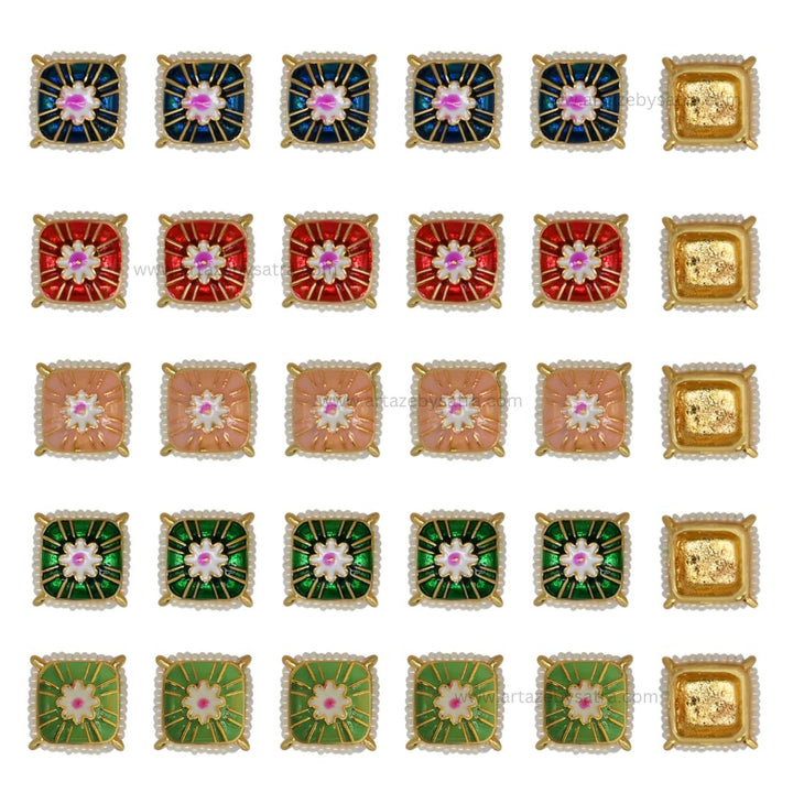 Meenakari Kundan Beads | Size : 12mm | Qty : 12pcs | C-860