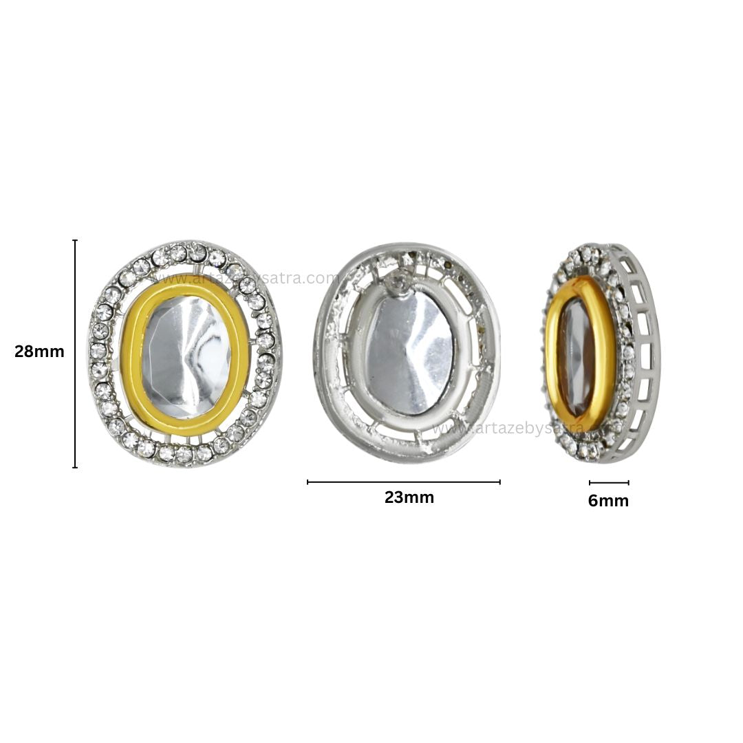Oval Meenakari Kundan Beads | Size : 20mm | Qty : 6pcs | MK05