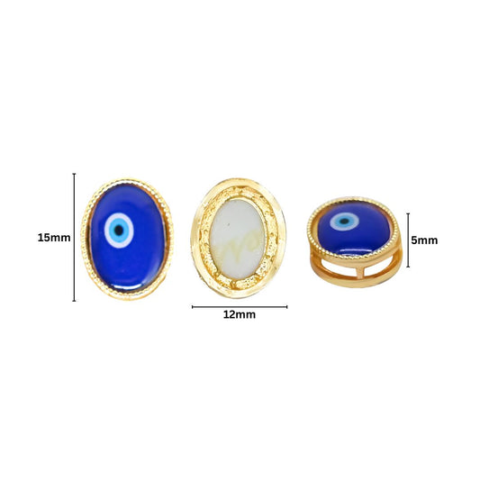 Oval Evil Eye Meenakari Kundan Beads | Size : 15mm | Qty : 12pcs | MKB69