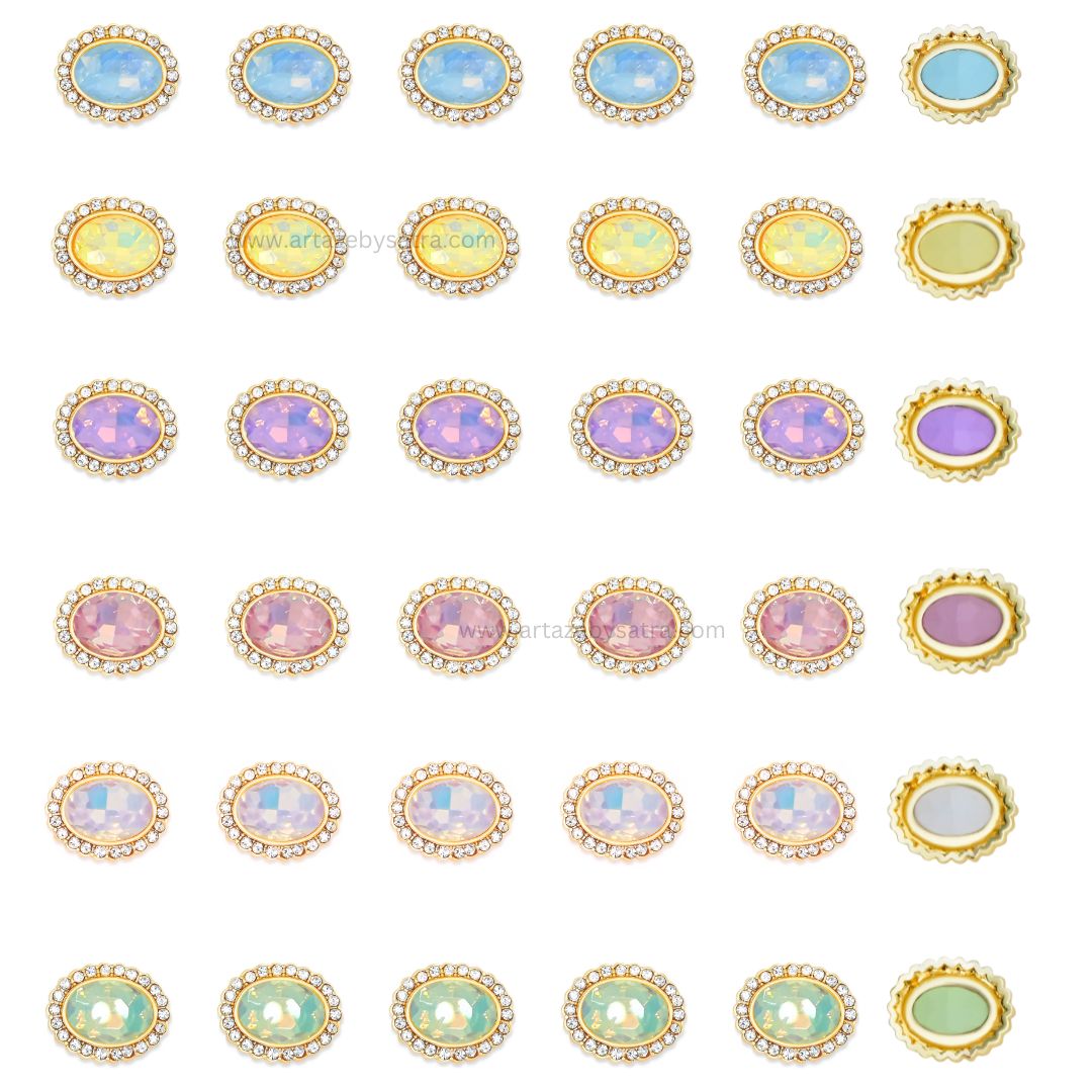 Diamond Oval Meenakari Kundan Beads | Size : 17mm | Qty : 6pcs | MKB27