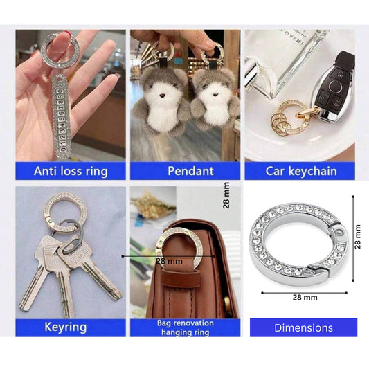 Rhinestone Accented Spring Gate Rings | Size : 28mm | Qty : 2pcs | BF114