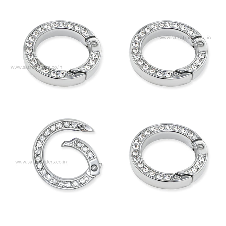 Silver Diamond Metal Keychain Ring | Size : 28mm | 2pcs | BF232