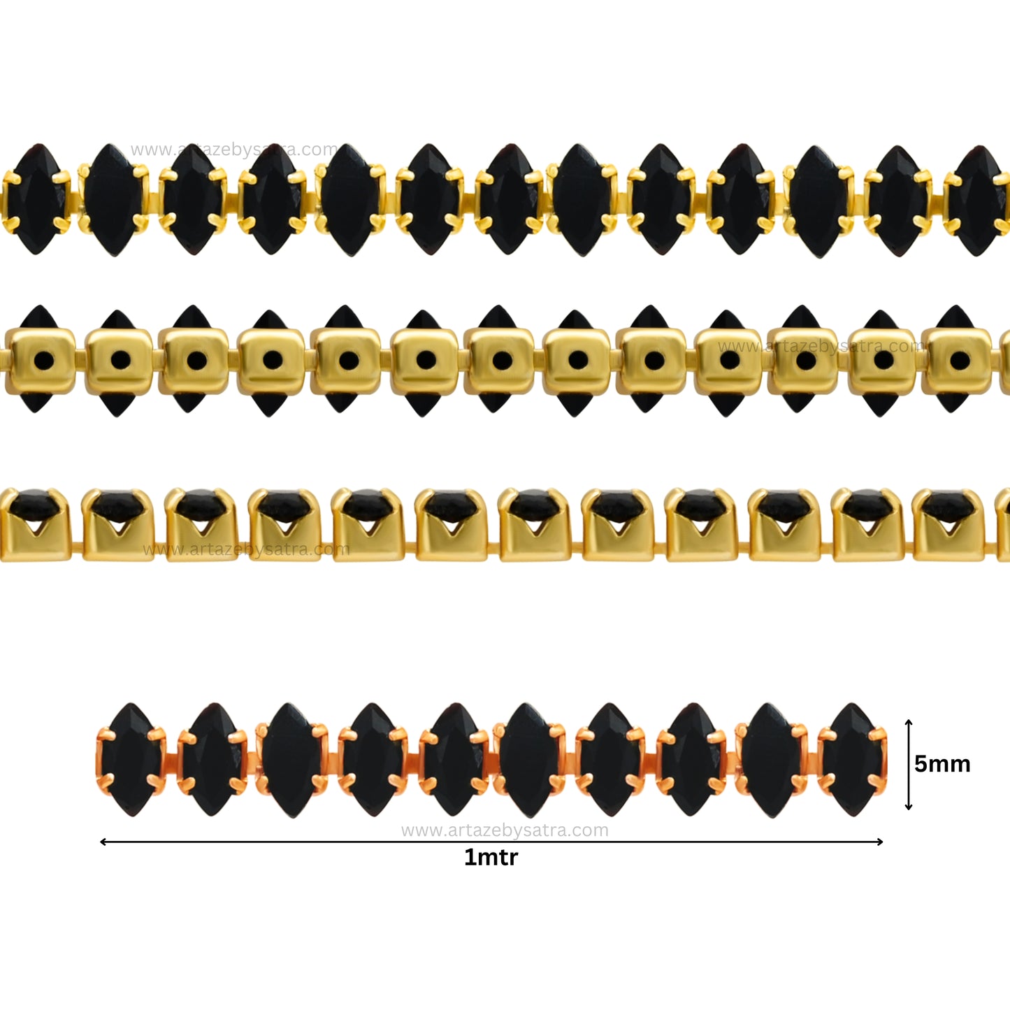 Black Diamond Stone Chain | Qty : 1mtr | DC01