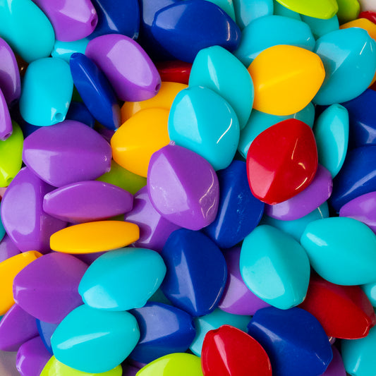 Assorted Multicolor Oval Shape Plastic Beads | Size : 16mm | Qty : 500g | PB257
