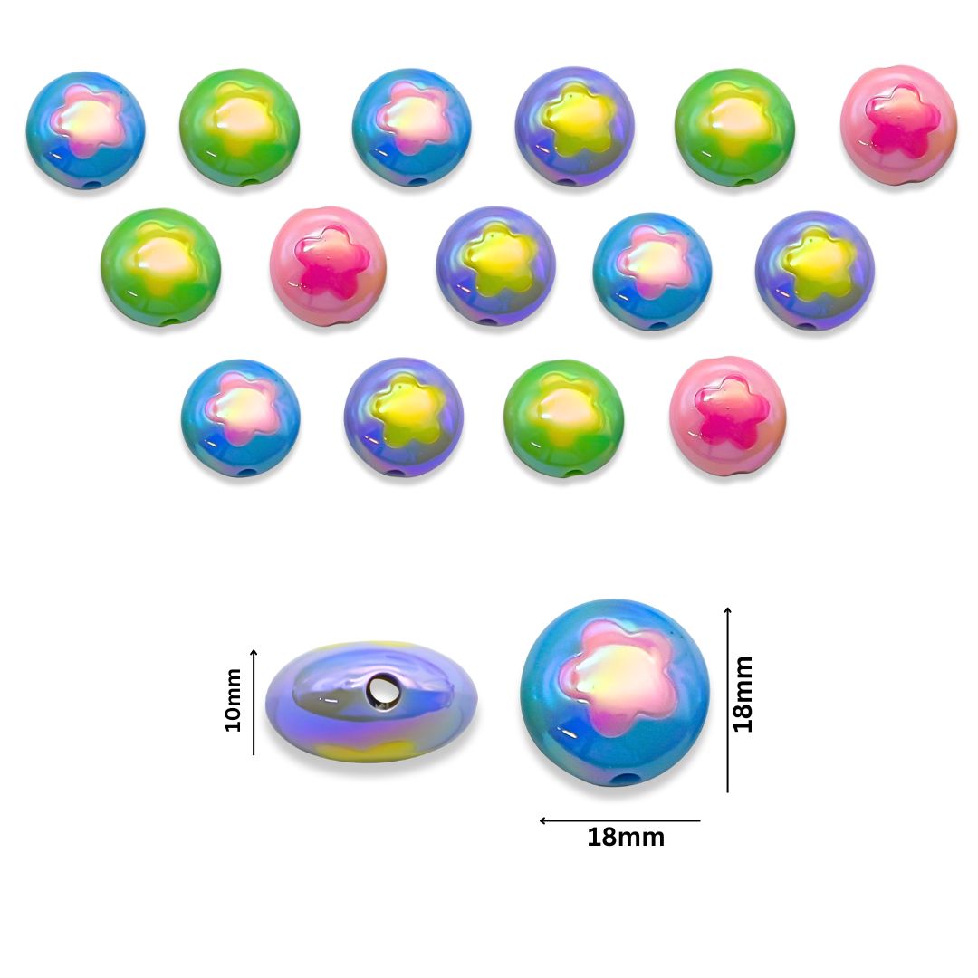 Assorted Round UV Coating Plastic Beads  | Size: 18mm | Qty: 10pcs | PB161