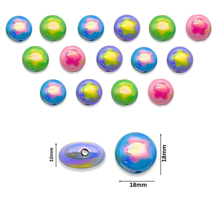 Assorted Round UV Coating Plastic Beads  | Size: 18mm | Qty: 10pcs | PB161