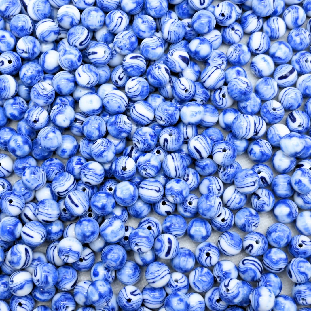 Marble Printed Plastic Beads | Size: 12mm | Qty: 10pcs | PB132