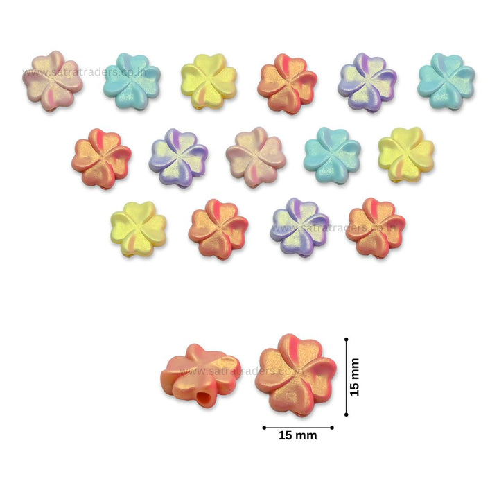 Glossy Matte Flower Plastic Beads | Size: 15mm | PB40