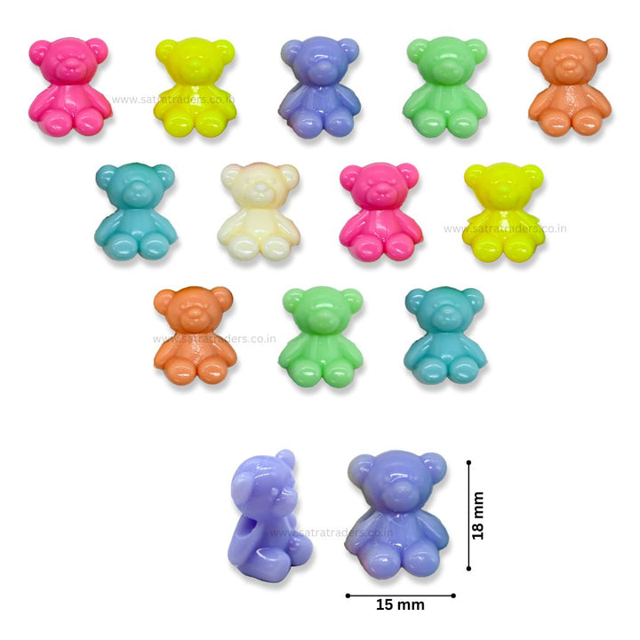 Assorted Teddy Bear Plastic Beads | Size: 18mm | PB30