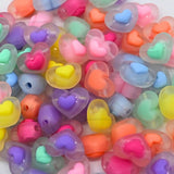Assorted Frosted Heart Plastic Beads | Size : 13mm | PB24