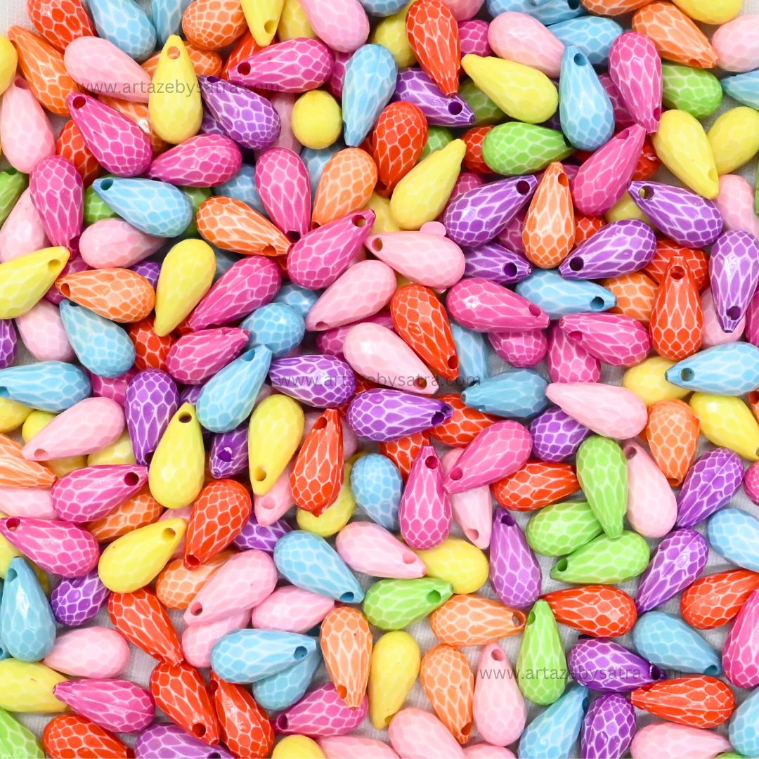 Assorted Textured Teardrop Beads | Size : 15mm | PB228