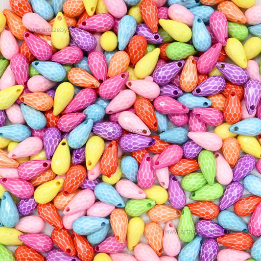 Assorted Textured Teardrop Beads | Size : 15mm | PB228