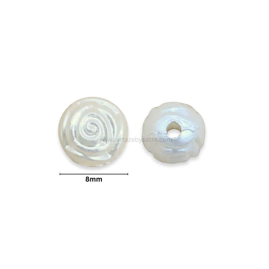 2 Hole Rose Flower Pearlized Beads | Size : 8mm | PPB84