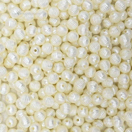 2 Hole Textured Round Pearlized Beads | Size : 8mm | PPB86