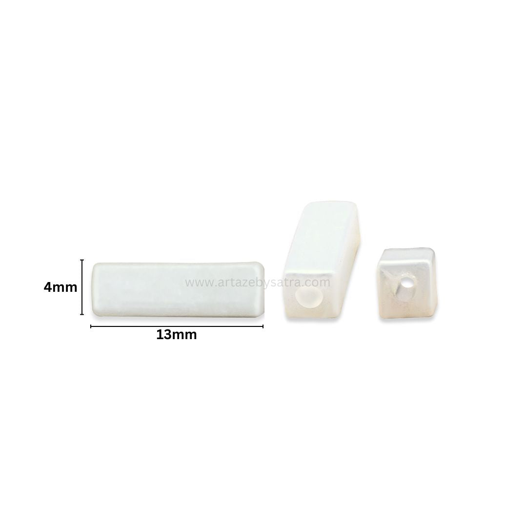 2 Hole Rectangle Stick Pearlized Beads | Size : 13mm | PPB87
