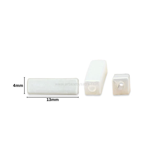 2 Hole Rectangle Stick Pearlized Beads | Size : 13mm | PPB87