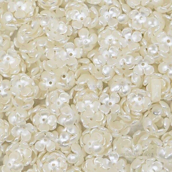 1 Hole Flower  Pearlized Beads | Size : 12mm