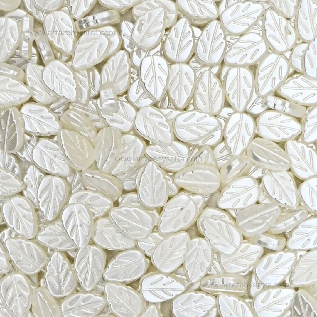 2 Hole Leaf Pearlized Beads | Size : 13mm | PPB91