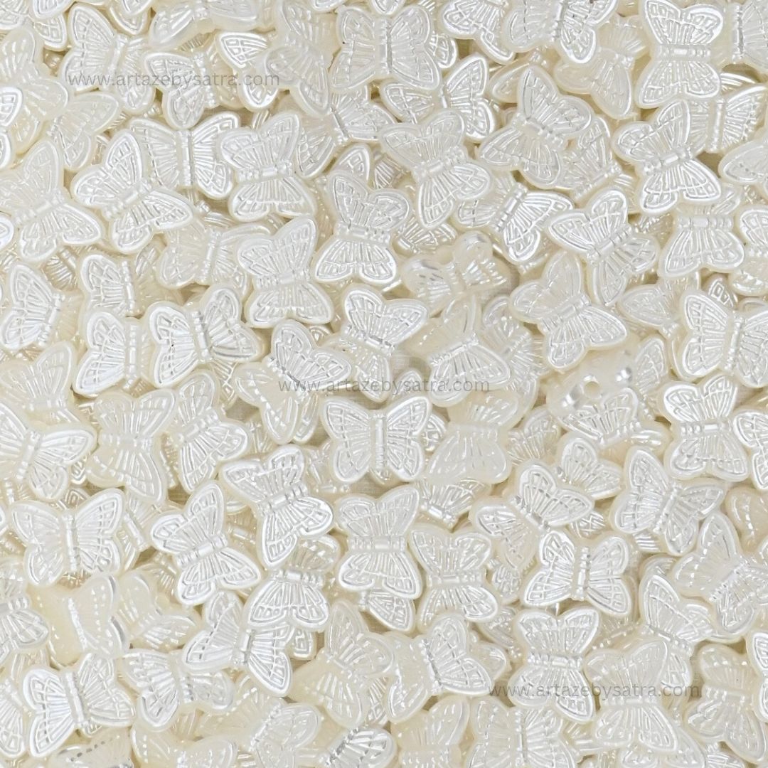 2 Hole Butterfly Pearlized Beads | Size : 11mm | PPB92