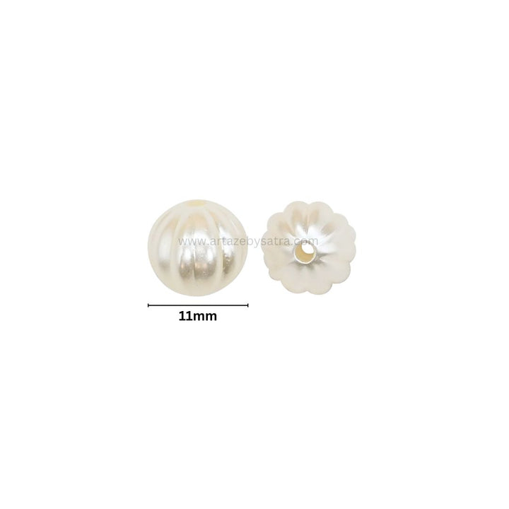 2 Hole Melon Pearlized Beads | Size : 11mm