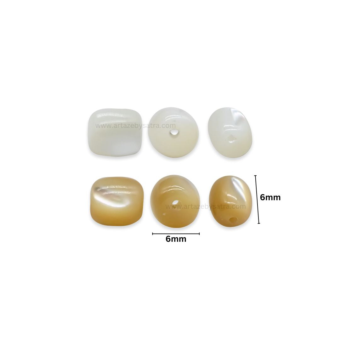 Natural Shell Cube Beads | Qty : 1 line-approx 66pcs | Size : 6mm | PB246