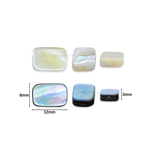 MOP Rectangle Beads | Qty : 1 line-approx 32pcs | Size : 8*12mm | PB248