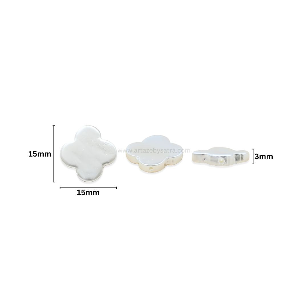 White MOP Clover Beads | Size : 15mm | Qty : 1 line- approx 27 beads | GB74