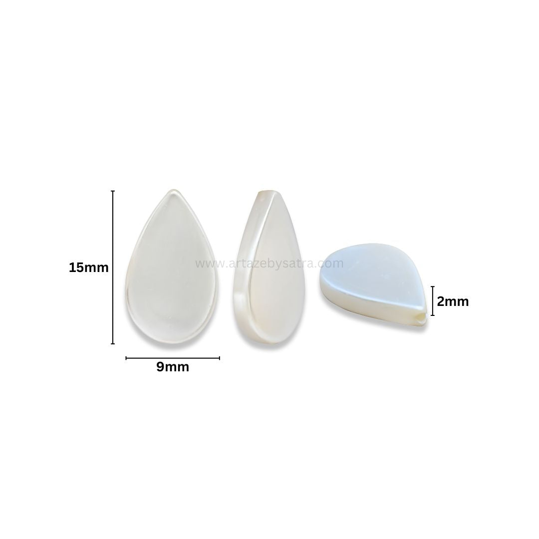 White MOP Drop Beads | Size : 15mm | Qty : 1 line- approx 21 beads | GB73