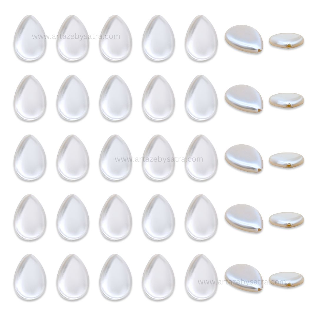 White MOP Drop Beads | Size : 18mm | Qty : 1 line- approx 27 beads | GB72