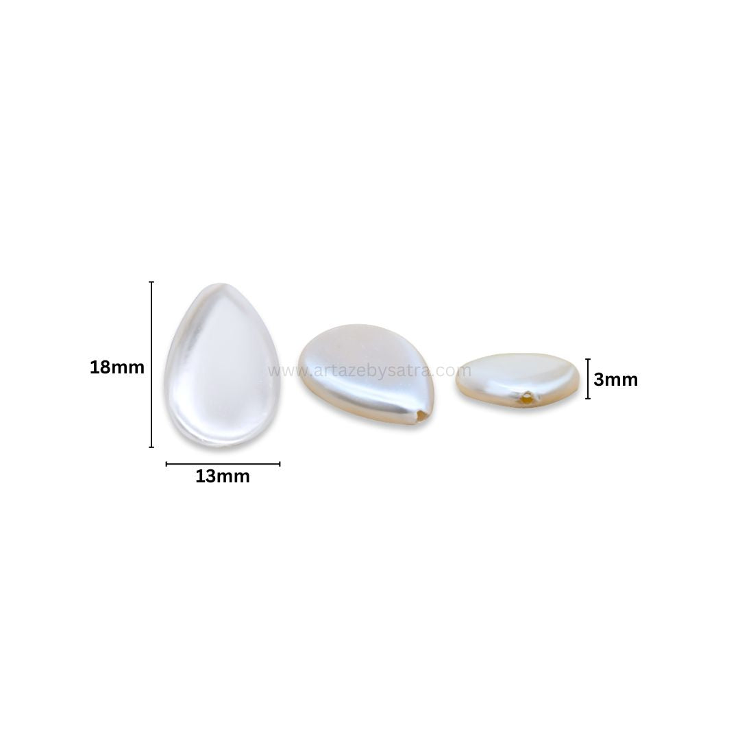 White MOP Drop Beads | Size : 18mm | Qty : 1 line- approx 27 beads | GB72