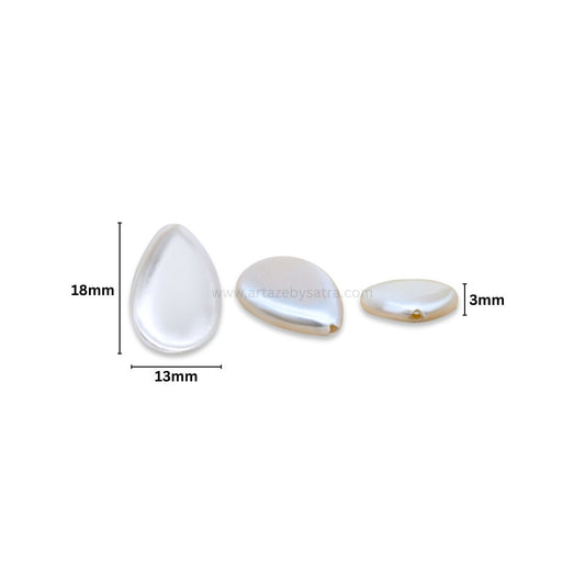 White MOP Drop Beads | Size : 18mm | Qty : 1 line- approx 27 beads | GB72