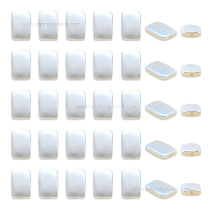 White Mother of Pearl Rectangle Beads | Size : 16mm | Qty : 1 line- approx 25 beads