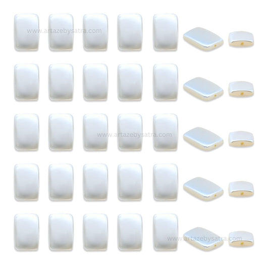 White MOP Rectangle Beads | Size : 16mm | Qty : 1 line- approx 25 beads | GB71