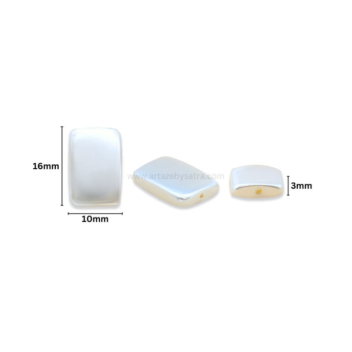 White Mother of Pearl Rectangle Beads | Size : 16mm | Qty : 1 line- approx 25 beads
