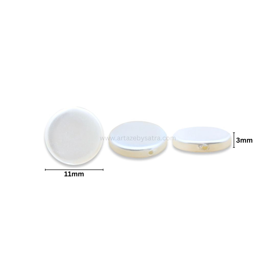 White MOP Circle Beads | Size : 11mm | Qty : 1 line- approx 34 beads | GB70