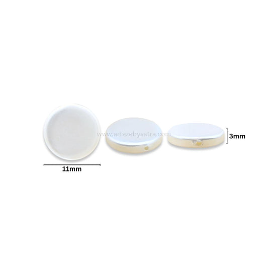 White MOP Circle Beads | Size : 11mm | Qty : 1 line- approx 34 beads | GB70